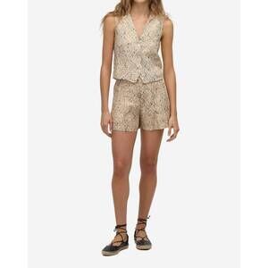 NEW LANHTROPY women's frida metallic linen shorts in snake print